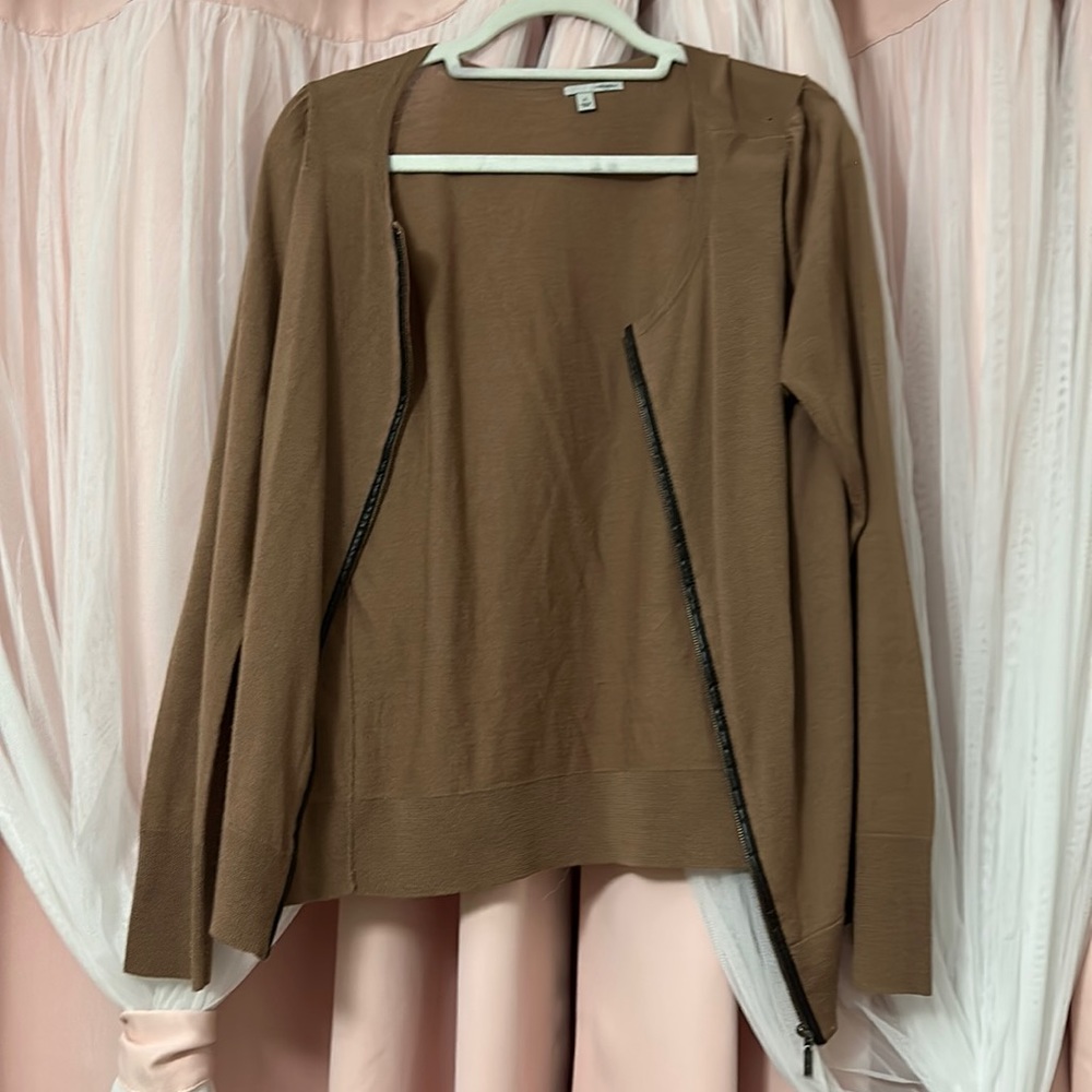 Brown Zippered cardigan